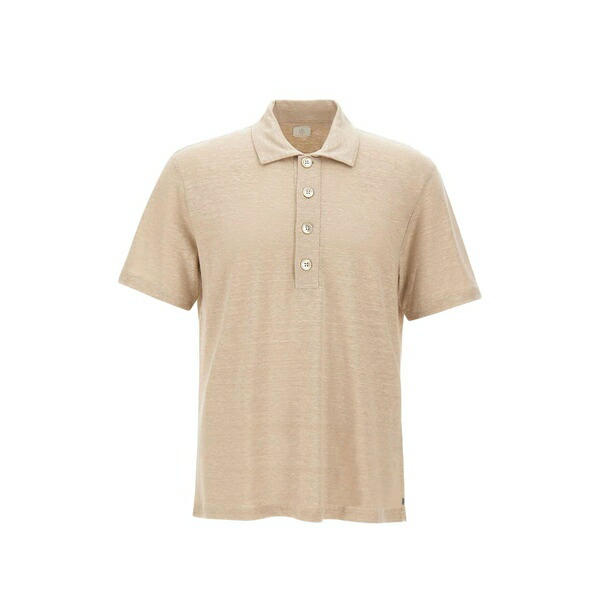 イレブンティ メンズ スポーツシャツ トップス Linen polo shirt Neutrals