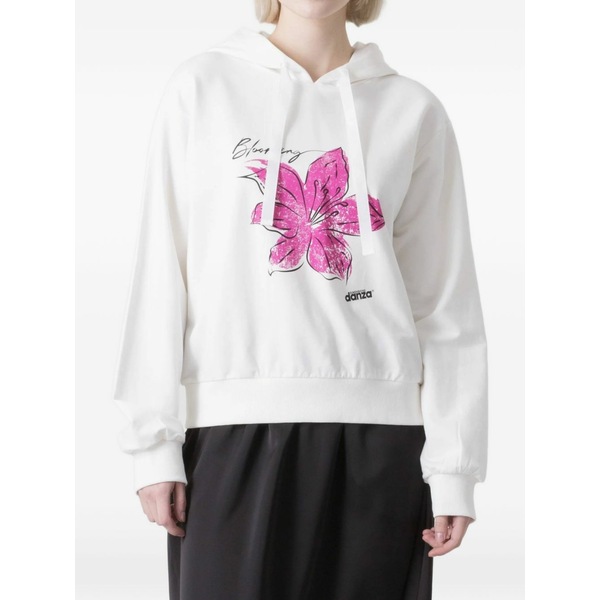 ディメンシオーネ ダンザ レディース パーカー・スウェットシャツ アウター Floral-print hoodie White