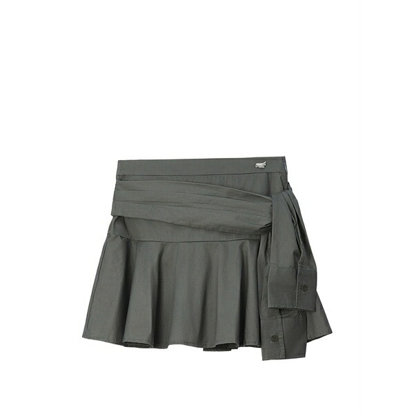 ミニ皮膚軟化剤 レディース スコート ボトムス Tie-waist pleated skirt Grey