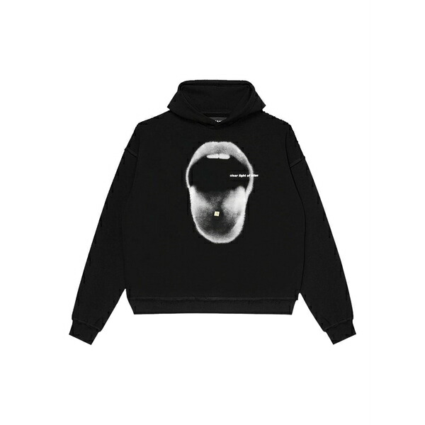 ミスビヘイブ メンズ パーカー・スウェットシャツ アウター Mouth-print graphic hoodie Black