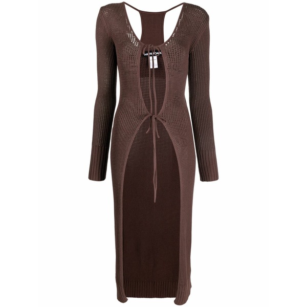 アンドレダモ レディース 厚地の外套 アウター Cut-out-effect cardi-coat Brown