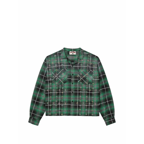 頭を覆う物 メンズ プルオーバー トップス Grinch gems flannel shirt Green