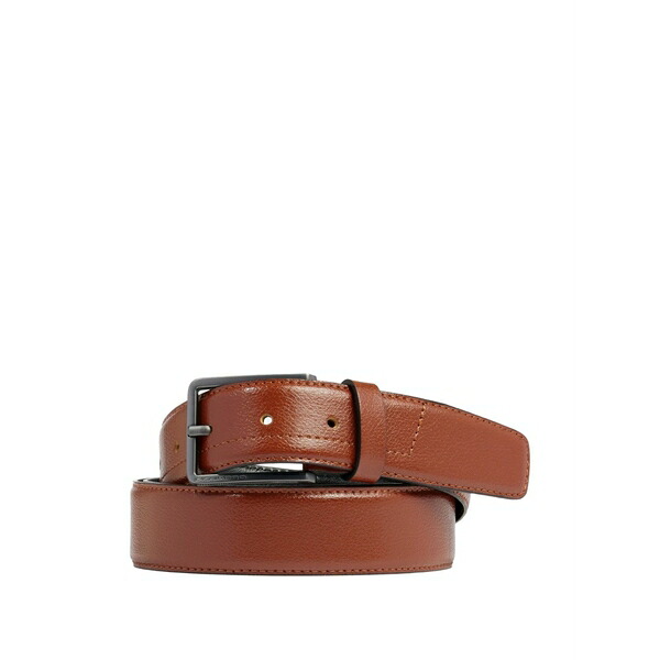 ピークアドロ  メンズ 胴締め 佩び物 Prong-buckle leather belt Brown