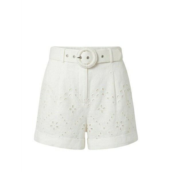 へマント\u0026ナンディータ レディース 心地よいズボン下 ボトムス Kota broderie-anglaise belted shorts White