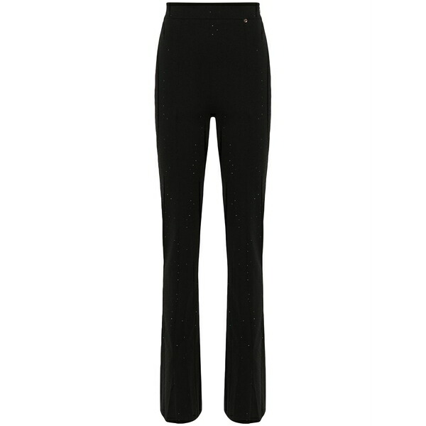 ニッサ レディース 心地好いズボン下 ボトムス Rhinestone-embellished slim-fit trousers Black