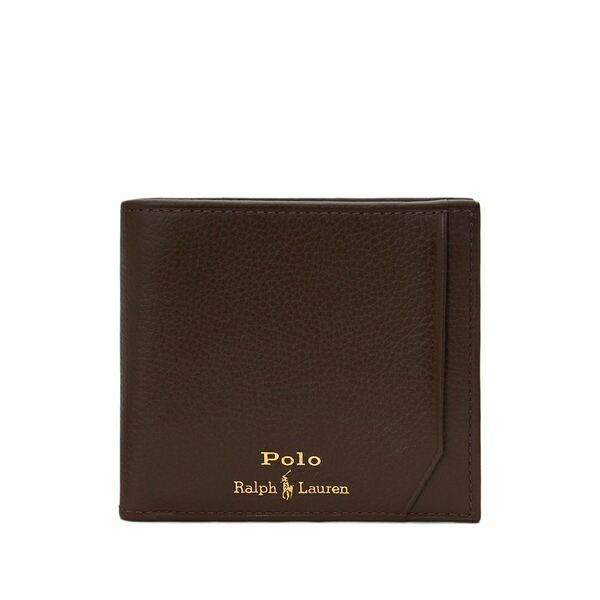 ラルフローレン メンズ 銭入れ 添え物 Pebble-leather wallet Brown