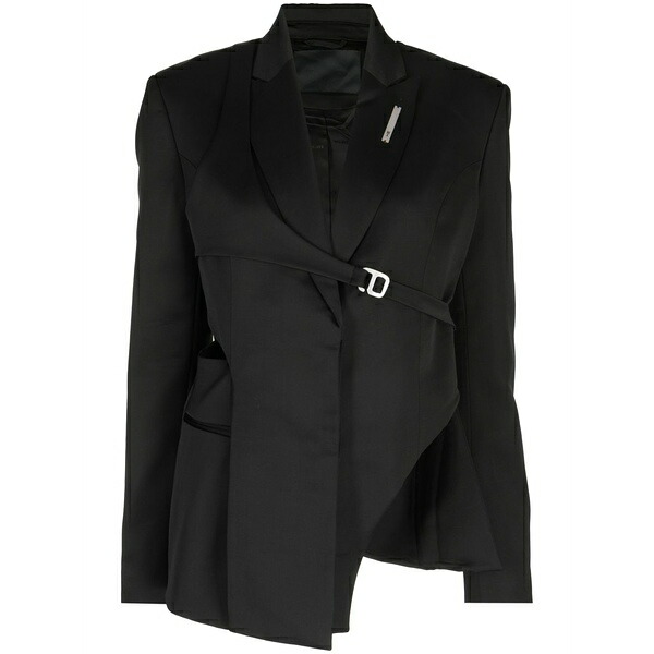 ヘリオットエミル レディース 上衣＆上衣 アウター Logo-plaque asymmetric-design blazer Black