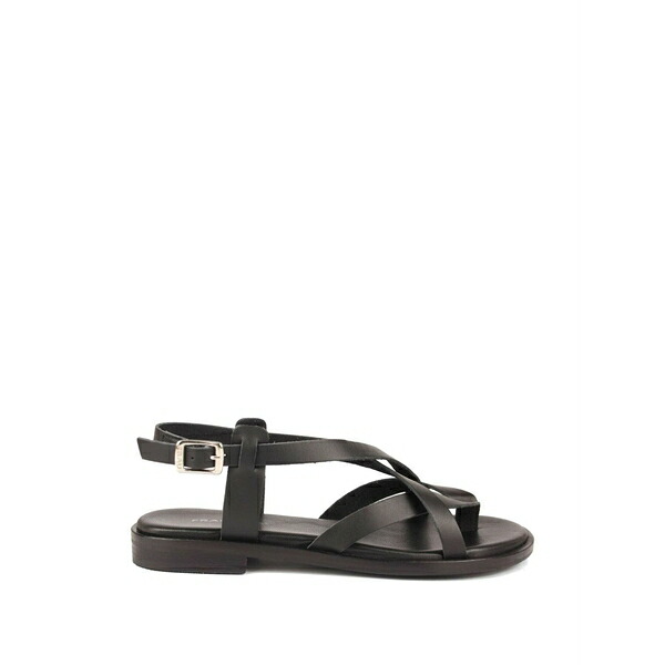 亭主もち レディース サンダル シューズ Leather thong sandals Black