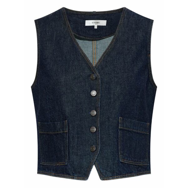 ひな形 レディース 上衣＆上衣 アウター Buttoned pocketed denim waistcoat Blue