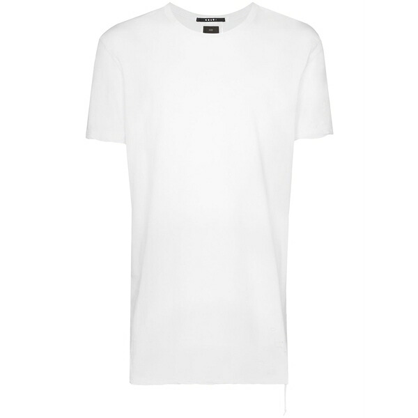 スビ メンズ プルオーバー トップス Distressed-hem longline t-shirt White