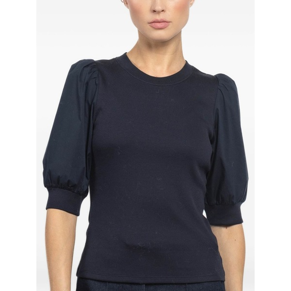 ヴェロニカ ベアード レディース ティーシャツ トップス Coralee puff-sleeve ribbed top Blue