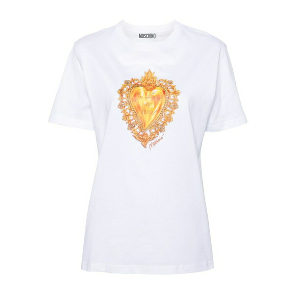モスキーノ レディース ティーシャツ トップス Heart-print cotton t-shirt White