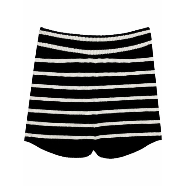 アミ レディース カジュアルパンツ ボトムス Striped knitted mini shorts Black｜asty