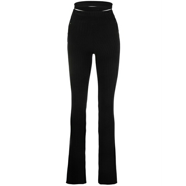 アンドレダモ レディース カジュアルパンツ ボトムス Ribbed-knit bootcut trousers Black|asty