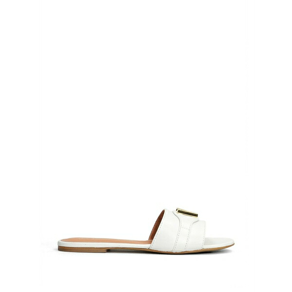 ヴィアローマ15 レディース サンダル シューズ Logo leather flat sandals White