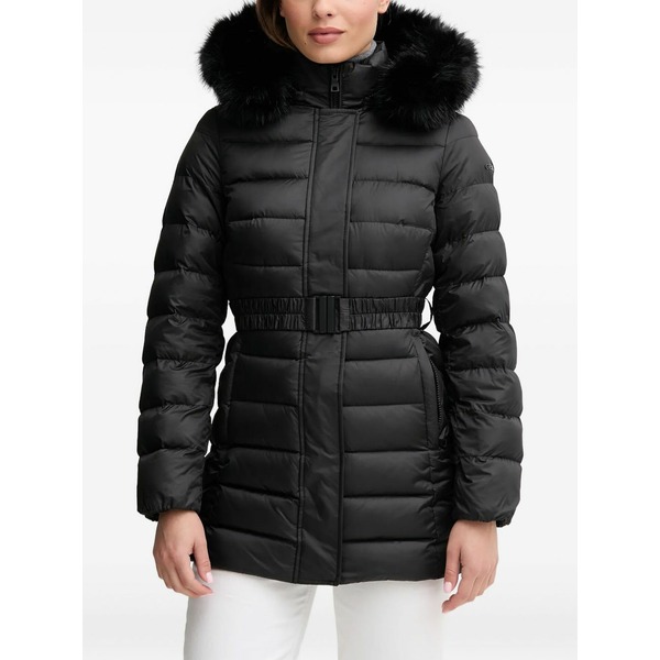 ジェオックス レディース 厚地の外套 アウター Catria hooded belted coat Black