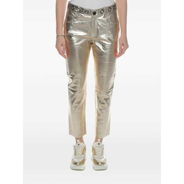 一 ティースプーン レディース 心地好いズボン下 ボトムス Heart break hotel leather cropped trousers Gold