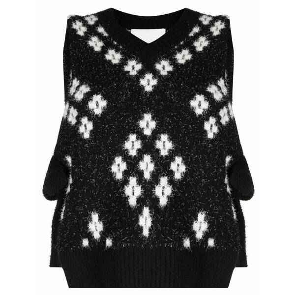 スリーワンフィリップリム レディース ティーシャツ トップス Argyle-check knitted vest Black