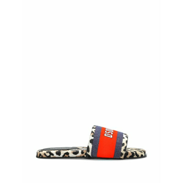 ディースクエアード レディース サンダル シューズ Leopard-print logo-patch sandals Neutrals