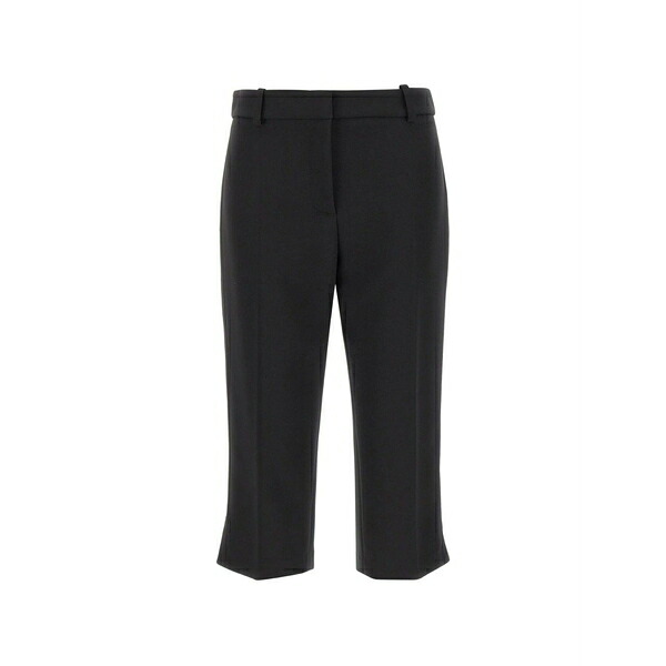 エリザベスフランキ レディース 心地よいズボン下 ボトムス Satin-bands tailored cropped trousers Black