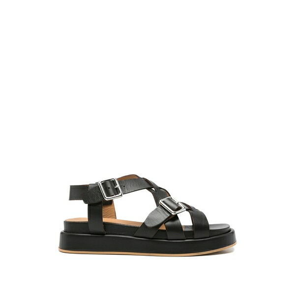 アンナ・エフ レディース サンダル シューズ Buckle-fastening crossover-strap sandals Brown