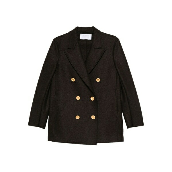 ハリスワーフロンドン レディース 厚地の外套 アウター Double-breasted buttoned coat Brown