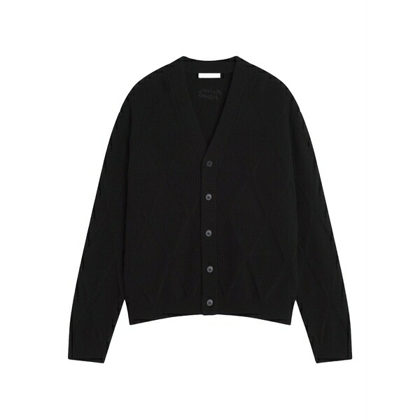 住み家 稲荷 メンズ ジレー アウター Long-sleeves wool cardigan Black