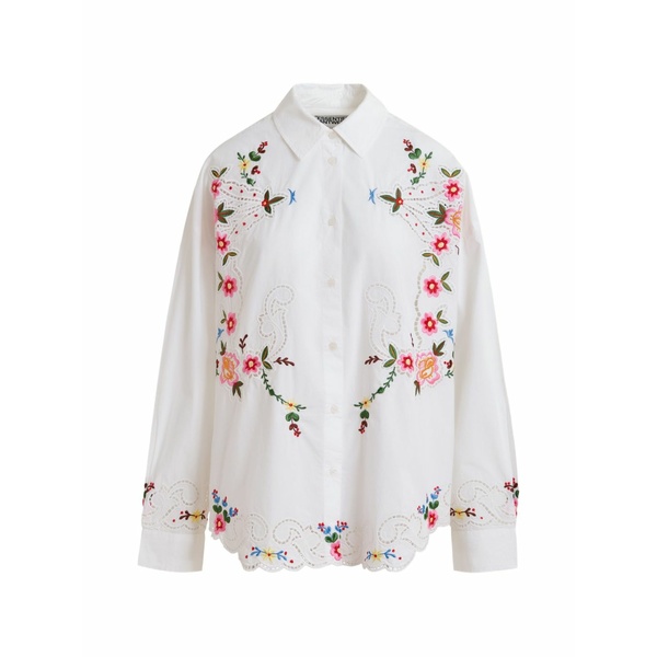エッセンシャルアントワープ レディース プルオーバー トップス Jayme floral-embroidered cutwork-detail shirt White