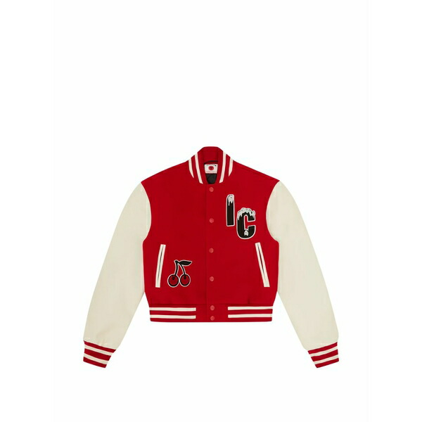 クリーム レディース 上衣＆上衣 アウター Striped appliqu￡d jacket Red