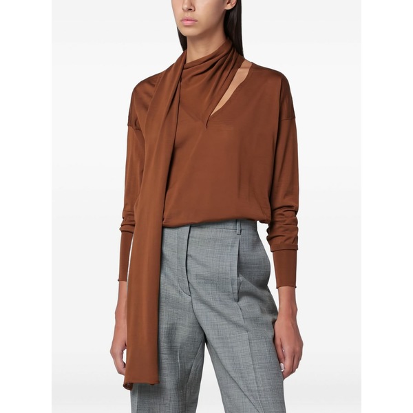 ロベルトコリーナ レディース プルオーバー トップス Scarf-detail v-neck blouse Brown