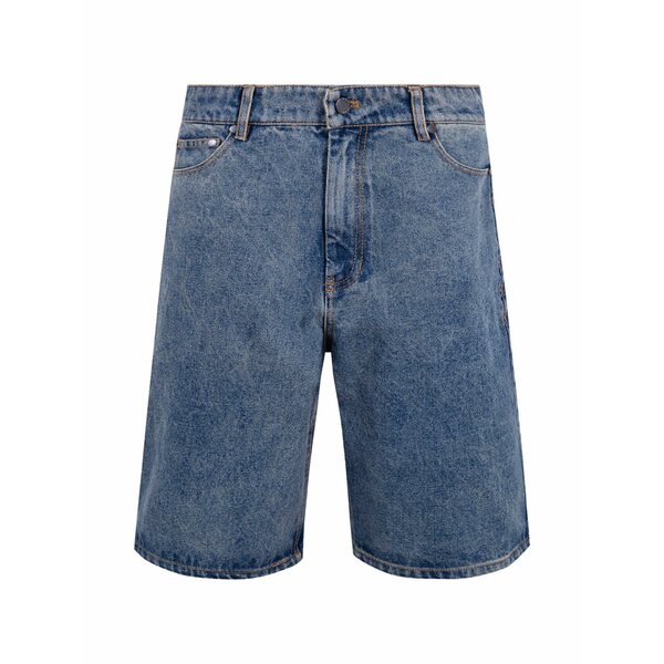 デイリー・調査報告 メンズ 心地よいズボン下 ボトムス Acid-wash denim shorts Blue