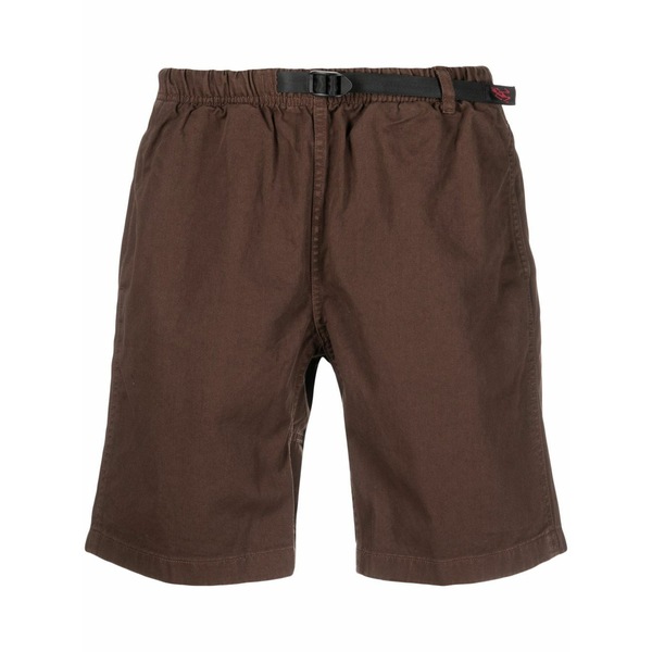 グラミチ メンズ 心地好いズボン下 ボトムス Buckle-fastening waistband shorts Brown