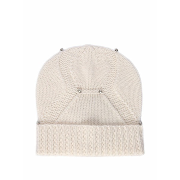 カングラ  レディース かぶり笠 添え物 Crystal-embellished wool beanie hat Neutrals