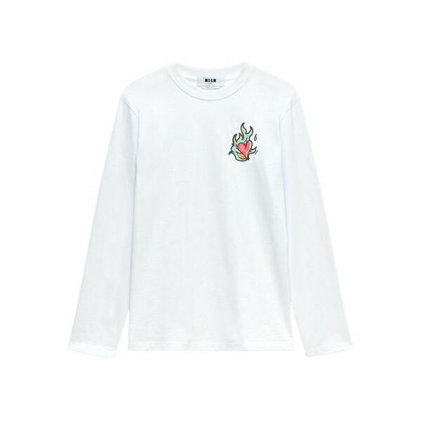 エムエスジイエム レディース ティーシャツ トップス Heart-print long-sleeve t-shirt White
