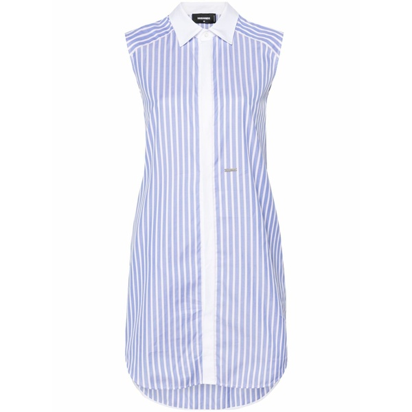 ディースクエアード レディース 衣裳 トップス Knotted-sleeves striped shirtdress Blue