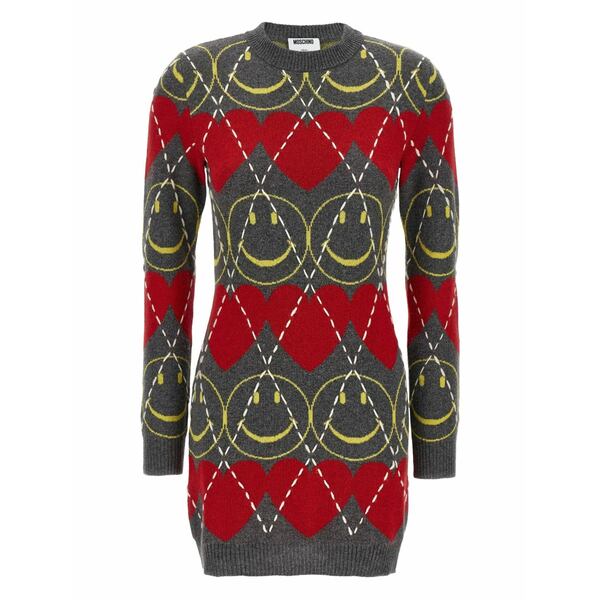 モスキーノ レディース 衣裳 トップス Smiley￠ argyle-pattern dress Grey