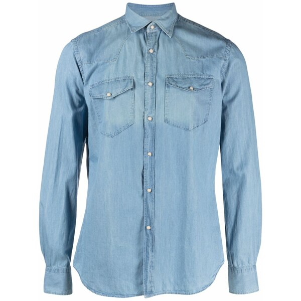ザカス  メンズ プルオーバー トップス Long-sleeve denim shirt Blue