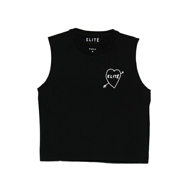 エリート レディース カットソー トップス Heart-motif sleeveless vest Black｜asty