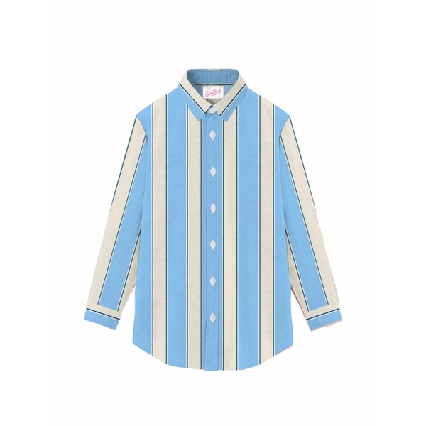 エムシーツーセイントバース レディース シャツ トップス Brigitte striped shirt Blue｜asty