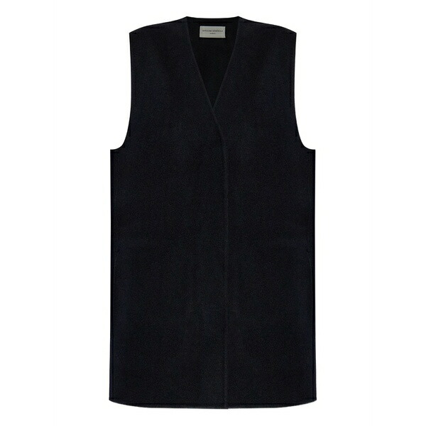 オフィシンジェネレール レディース 厚地の外套 アウター V-neck wool vest Blue
