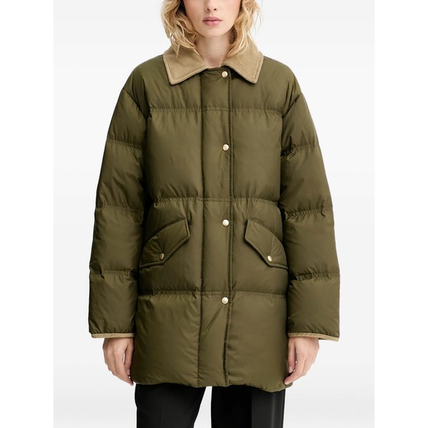 マルコポーロ レディース コート アウター Button corduroy-collar coat Green｜asty
