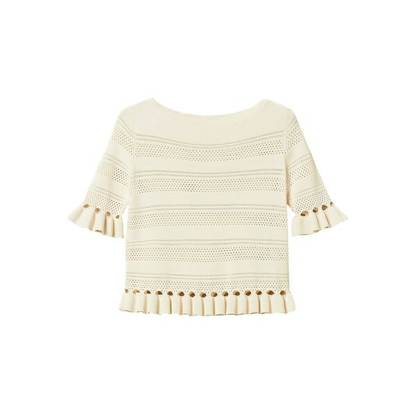 ツイン仕掛ける レディース プルオーバー トップス Ruffled top Neutrals