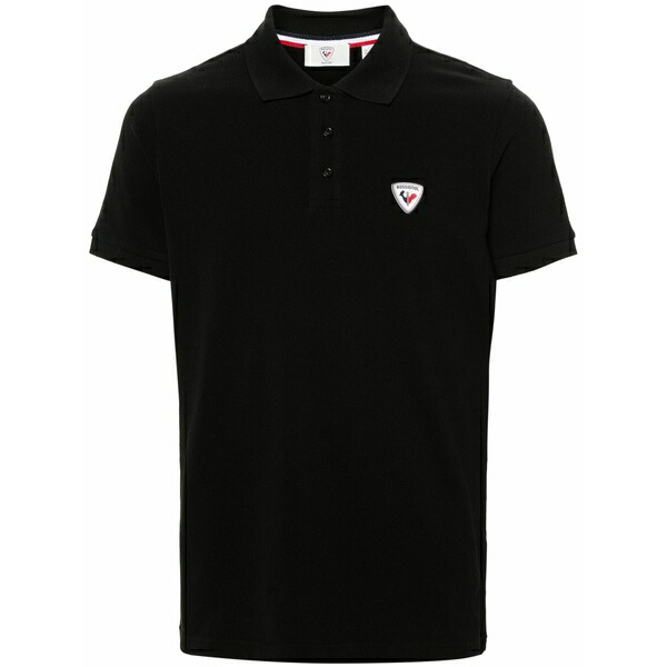ロシニョール メンズ スポーツシャツ トップス Logo-applique polo shirt Black