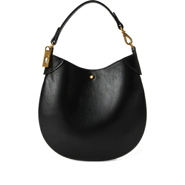 ラルフローレン レディース ショルダーバッグ 御徒面子 Leather pony-plaque shoulder bag Black