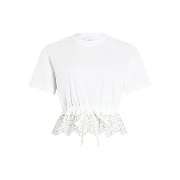 ジャンパトゥ レディース ティーシャツ トップス Lace-hem t-shirt White レディースファッション-Tシャツ・カットソー-トップス