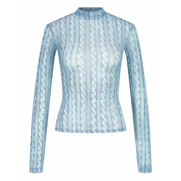 アヴァヴァヴ レディース プルオーバー トップス Printed cable-knit turtleneck top Blue