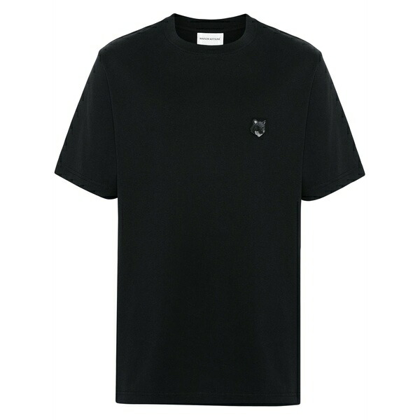 住み家 稲荷 メンズ ティーシャツ トップス Fox-patch cotton t-shirt Black