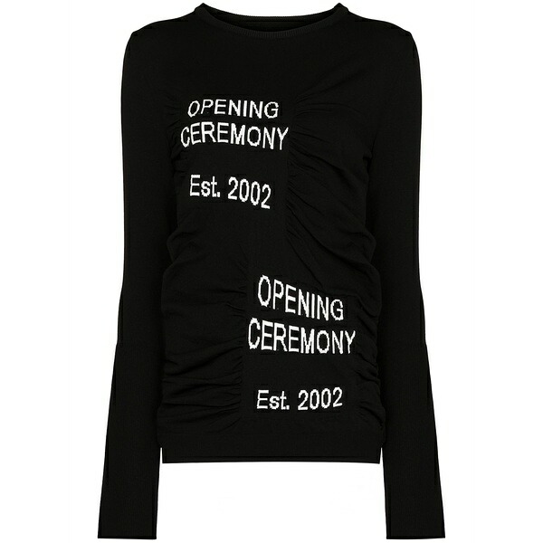 開会式 レディース 編み物\u0026プルオーバー アウター Box logo crew-neck jumper Black