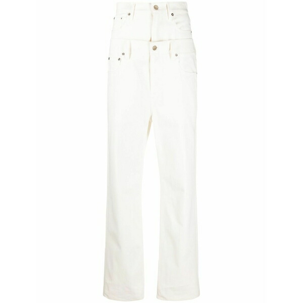 エーシーナイン レディース ジーンズズボン下 ボトムス Double-waist straight-leg jeans White