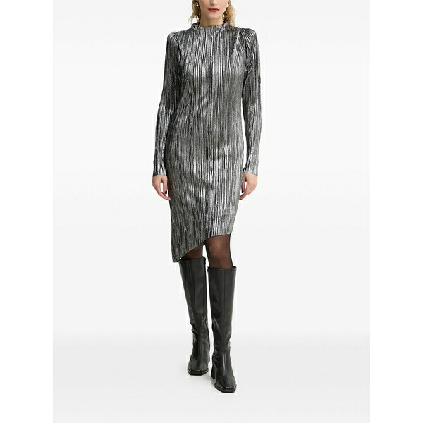 ブルンスバザー レディース 衣裳 トップス Pleated puff-sleeve MIDI dress Silver